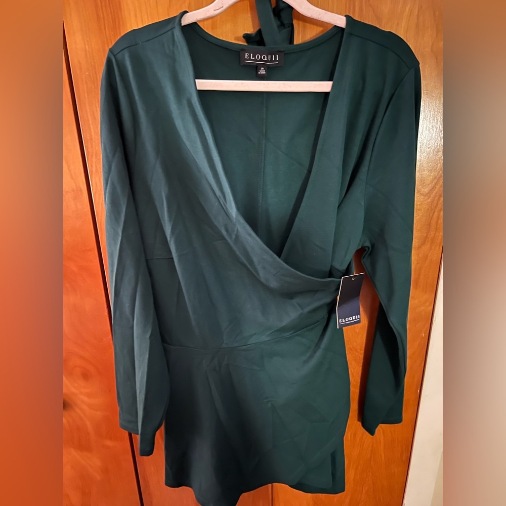 Eloquii Green Plunge wrap top
